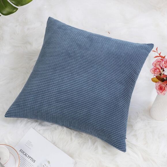 Corduroy Corn Striped Throw Pillow Cover Cushion Cover 26" x 26" Dark Blue - Picture 3 of 6